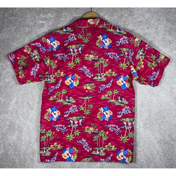 VTG 90's Sun Streak Aloha Hawaiian Shirt Floral Palm Tree Vacation Button Up - L - Picture 2 of 9